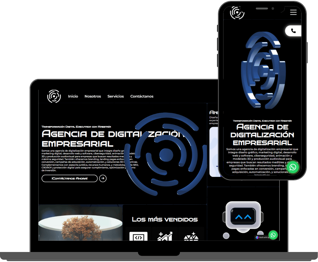 Vista previa del diseño UI/UX de la Landing Page corporativa de Cyrvex
